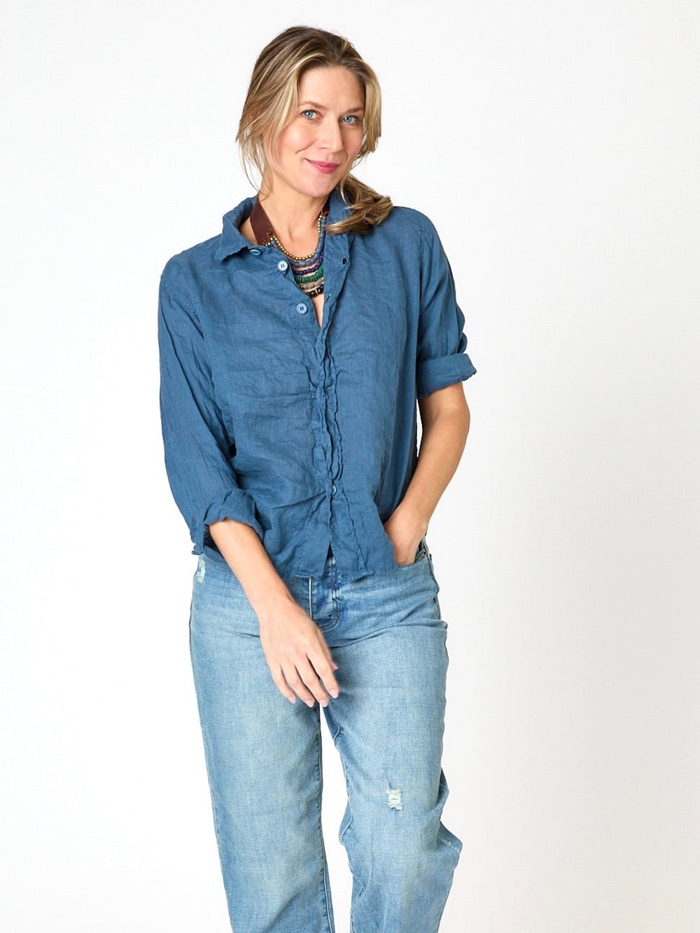 LLEA BLUE Lili Shirt - Moonlit Ocean Made in USA